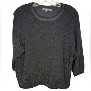 Elliott Lauren Black Shimmer Crew Neck Top - Small